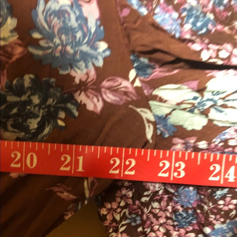 Free People Prairie Punk Brown mauve Floral 3/4 sleeve button front S M L - Picture 4 of 9